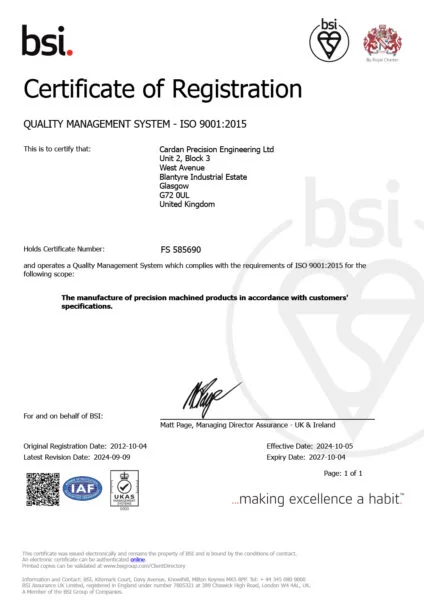 ISO 9001:2015 certificate of registration